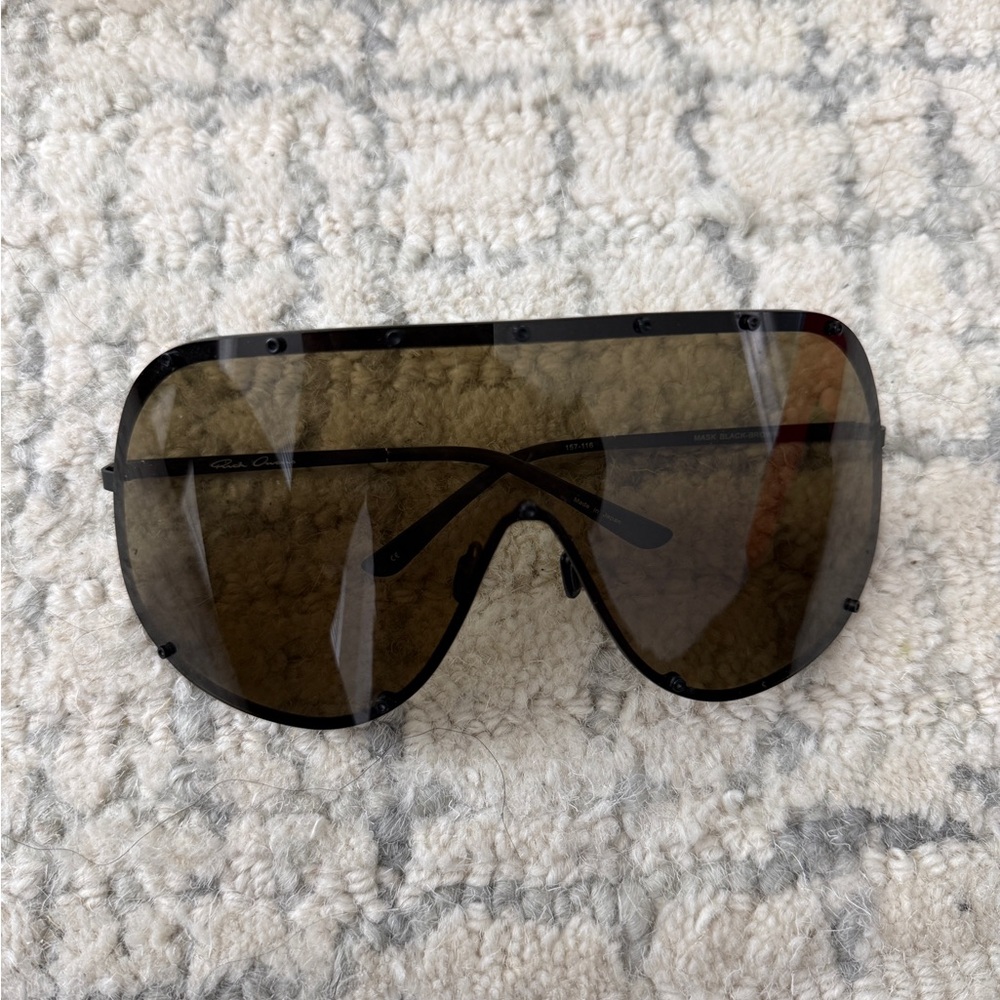 Rick Owens Shield Frame Sunglasses- dark brown